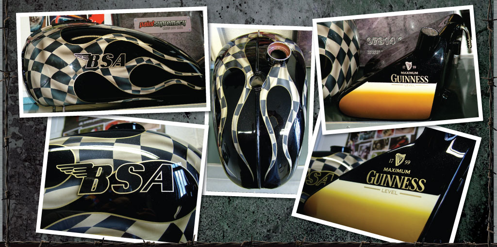 Classic BSA set. Guiness level graphic on oil tank painted by Paintsupremacy