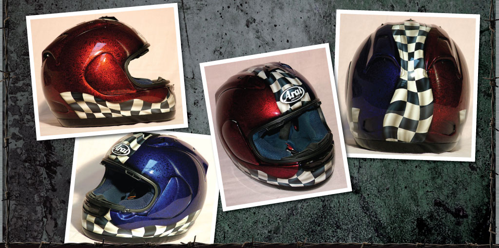 arai lid blue and red crystal
