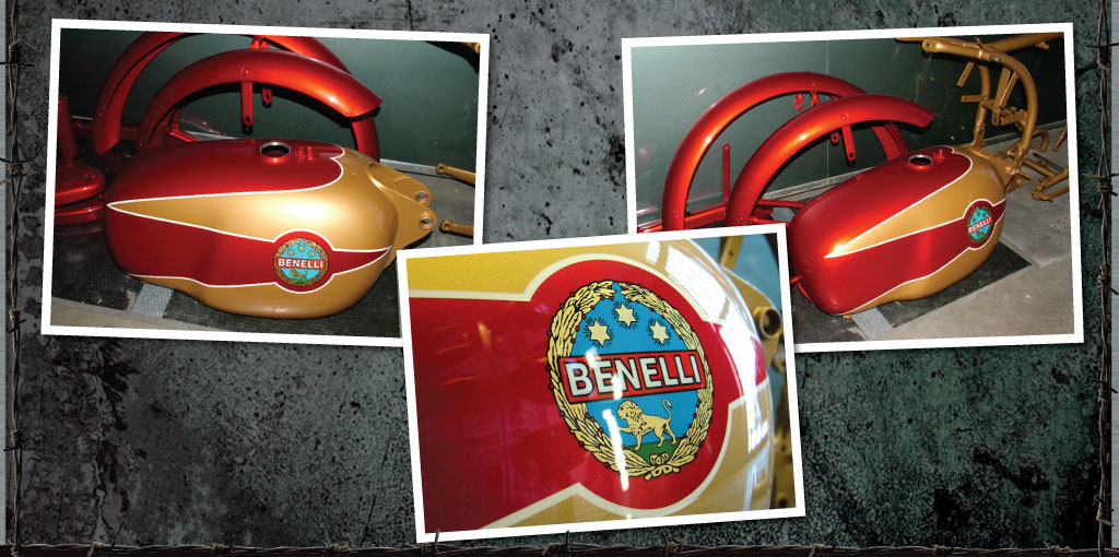 Red candy and gold classic Benelli set, all badges painted on - no stickers here!