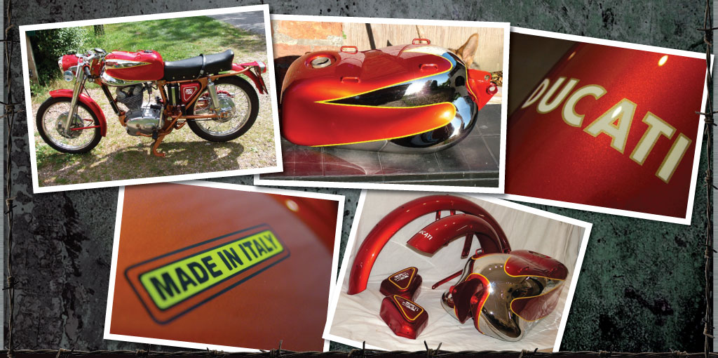 Classic Ducati Elite, chrome tank, red candy