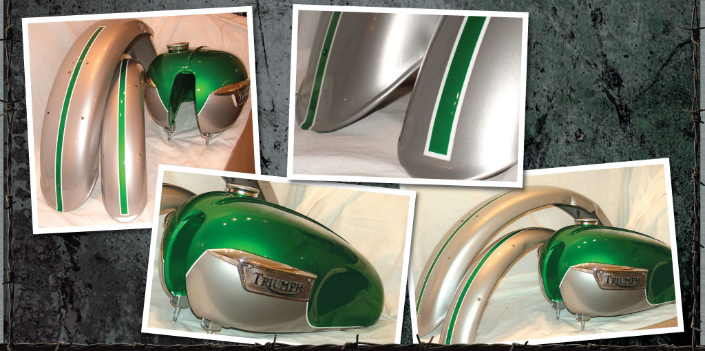 Classic Triumph set in green and silver